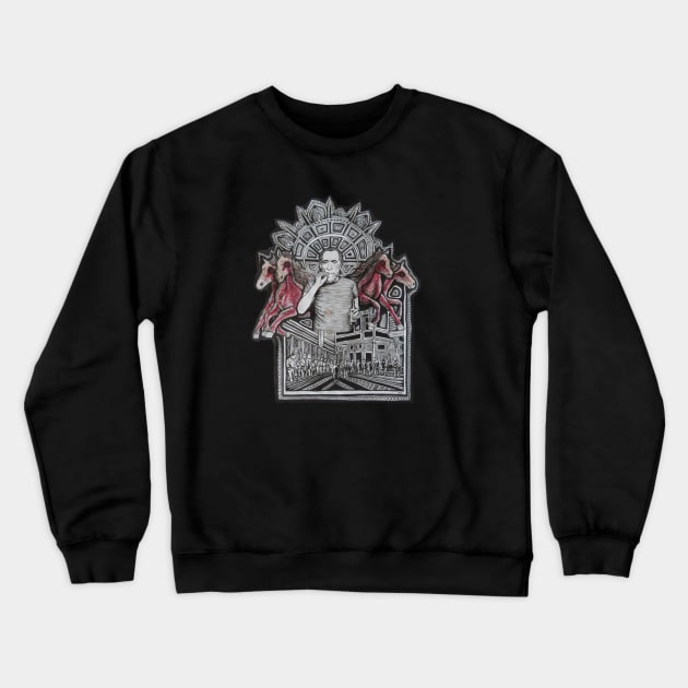 Charles Bukowski And Horses Crewneck Sweatshirt by AndersHoberg